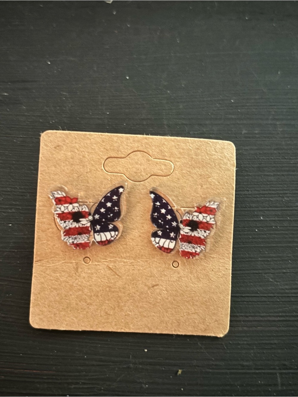 American Flag Butterfly Stud Earrings - Red, White & Blue